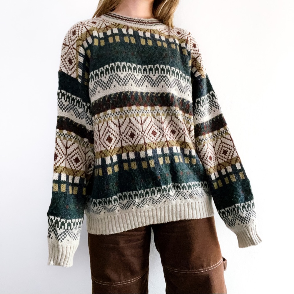 JARGON Vintage 90s Knit Cosby Sweater • Size L • Made in Korea - Picture 2 of 9
